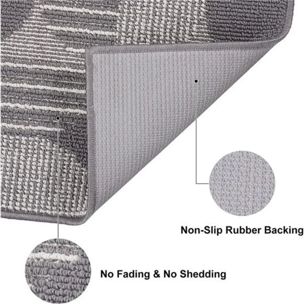 Indoor Door Mat, Non-Slip Geometric Doormat, Front Door Rug Grey, 20'' x 32''